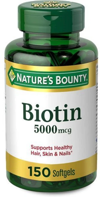 Nature's Bounty Biotin 네이처스바운티 비오틴 5000mcg 150정, 150 Count (Pack of 1), 1개 - 쿠팡