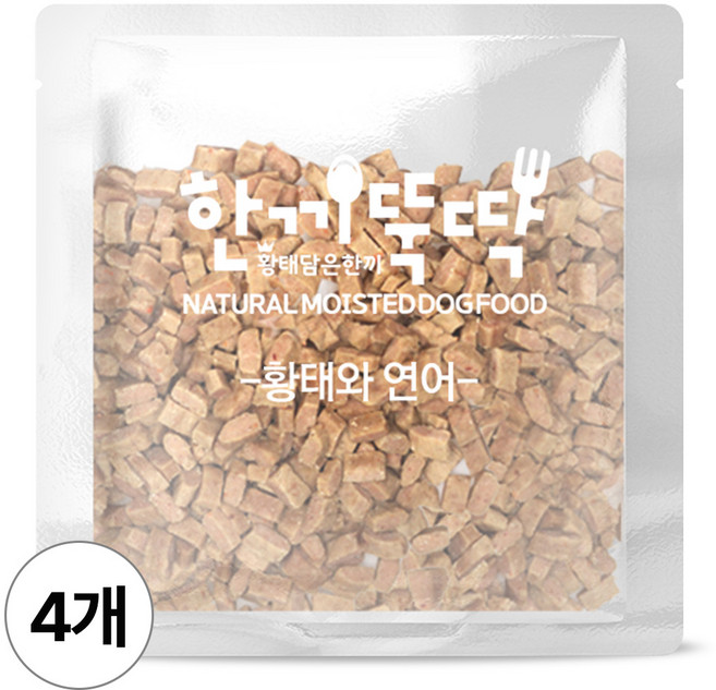 한끼뚝딱 전연령 말랑말랑 강아지 소프트 사료, 연어+황태, 50g, 4개
