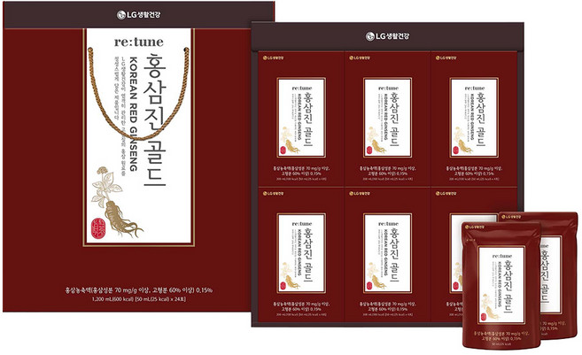[연말]LG식품선물세트 리튠 홍삼진 골드 50ML*24포x 1개 1세트, 50ml