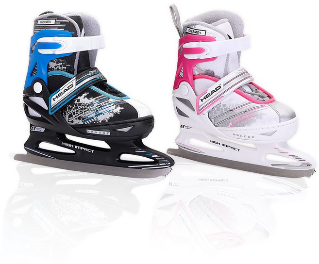 헤드 입문 초보 사이즈 조절 아이스스케이트 피겨 하키 스케이트 핑크 블루, 1C, 블루 S(170-200)