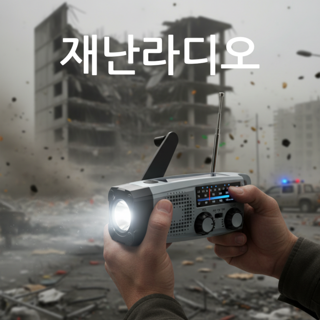 다데고 재난방지 필수 크랭크 휴대용 라디오 생존키트 자기발전 SOS 사이렌탑재, 그레이, 서바이복스
