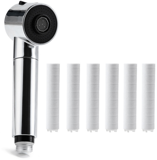 주방수전헤드 필터 수압상승 향균필터 주방용 헤드 + 리필 필터 6P, 1개