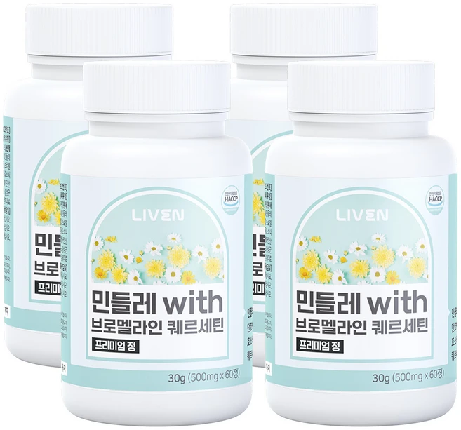 [라이븐] 민들레 브로멜라인 퀘르세틴 단호박 프리미엄정, 4개, 60정 - 쿠팡