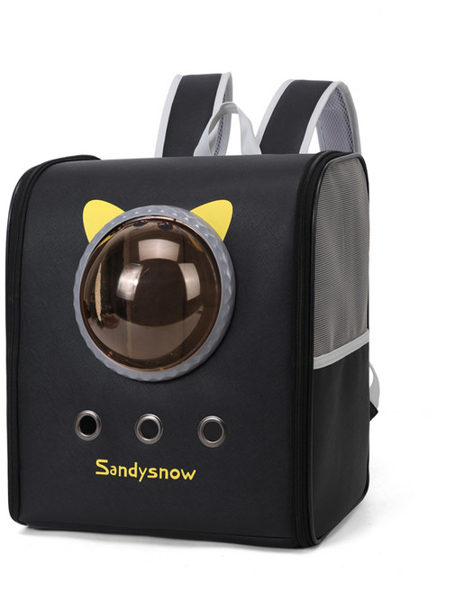 반려동물 우주선 고양이 이동가방 3면 통풍 백팩 이동 가방, 1개, 블랙