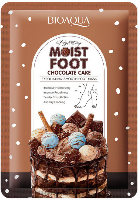 BIOAOUA 滋潤足膜 巧克力蛋糕去角質光滑, 1個, ，購買即默認免責聲明且承擔責任]