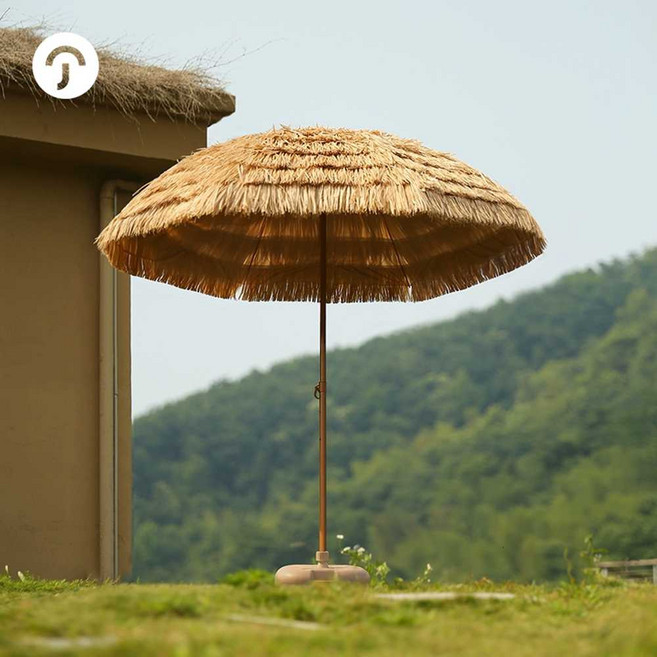 볏짚 파라솔 야자수 우산 초가 지푸라기 오두막 해변, 라탄