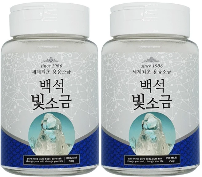 백석빛소금 용융소금 1000도씨 미네랄 용기형, 2개, 250g - 쿠팡