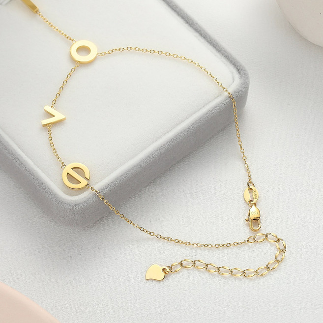 여자 18K 발찌 LOVE 글자 심플 빛나는 데일리 데이트용 금발찌 프로포즈 커플 생일선물 추천 실물인증 필수템
