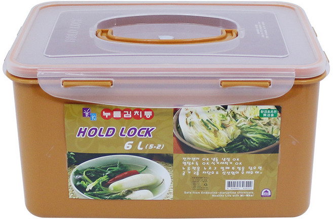 지오리빙 김치냉장고 겸용 홀드락 누름 김치통 밀폐용기, 6L, 1개