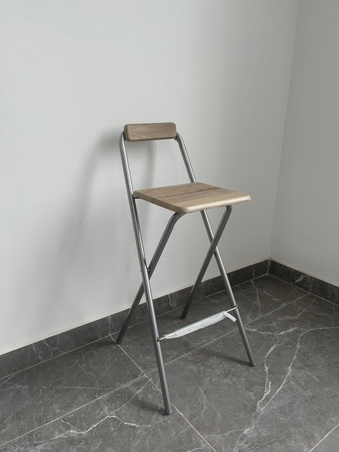 접이식 바의자 바텐 우드 높은 메탈 바텐더 인테리어 철제, 실버-우드 60cm