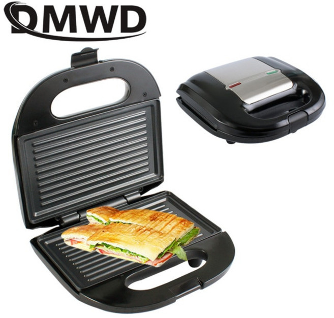 다기능 전동 샌드위치 와플 파니니 계란 메이커 미니 빵 그릴 스테이크 튀김 오븐 철 EU 750W, 01 Panini maker