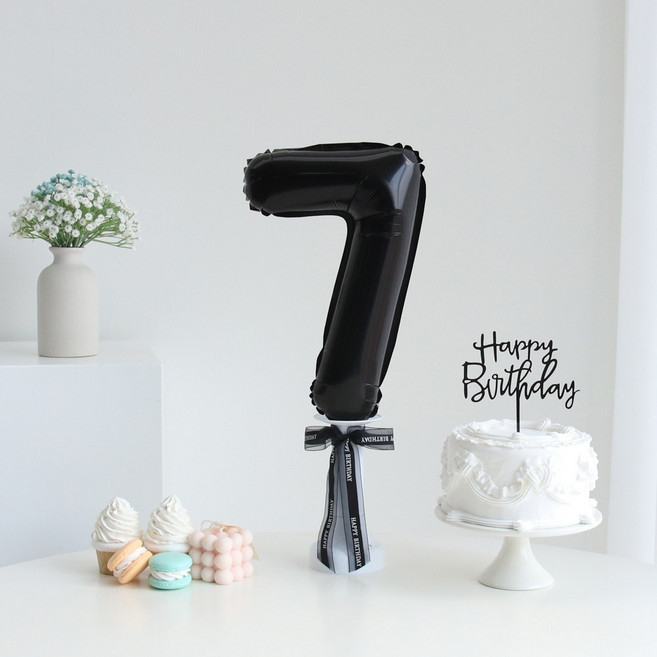 이벤트홀릭 숫자 풍선 스탠드 세트 생일파티용품 기념일, 7, 1개, 블랙