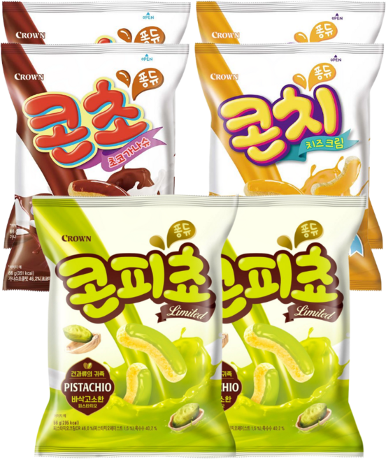 크라운 콘초66g + 콘치즈66g + 콘피쵸56g 세트, 2세트, 188g