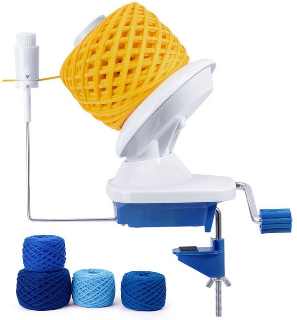 Caydo Electric Yarn Winder Pro 코바늘 뜨개질용 283.5g(10온스) 대형 자동 볼 와인더 듀얼 스프링 강한 장력 스텝리스 스피드 실 케이크 스피너, Blue Manual