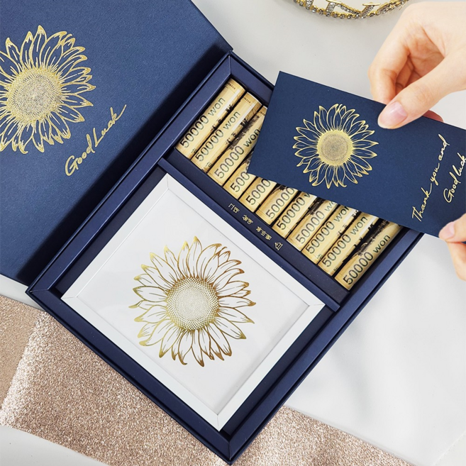 복바램 싱글 용돈박스 어버이날 부모님 선물, 1개, [화이트프레임]화이트복바라기