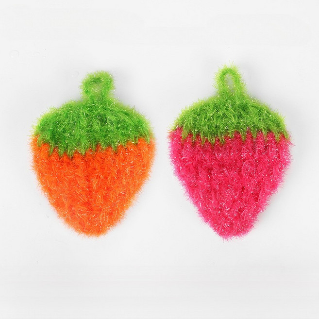 귀월미 두툼 아크릴 수세미 딸기 주방 설거지용, 1세트, 2개입