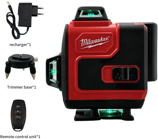 밀워키 초강력 녹색 레이저 레벨 빔 4D 셀프 레벨링 360 수평 및 수직 16 라인, [01] a set of, [01] EU, 1개