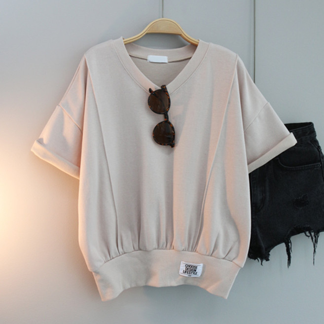 달콩 CHOO패치브이넥반팔맨투맨 반팔 데일리룩