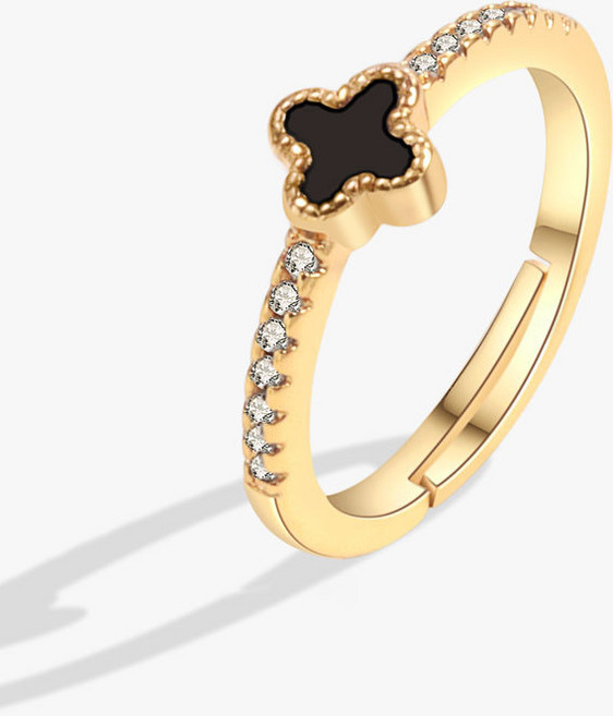 Meetist 여성 14k 전기도금 럭키 오픈 조절 반지