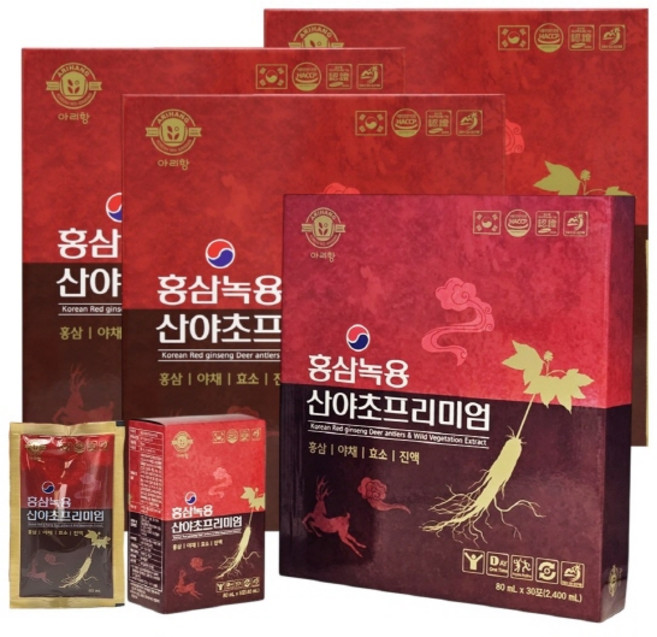 건강 홍삼음료 홍삼녹용을 한번에! 홍삼녹용 산야초 프리미엄 30포 홍삼 야채 효소 진액 SPT영양제, 80ml