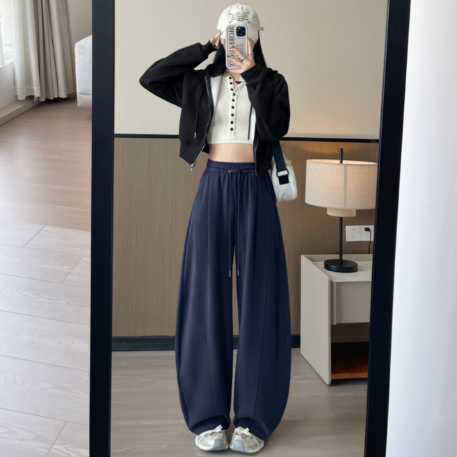 미노스토리 하이웨이스트 기모 캐주얼 와이드 밴딩팬츠