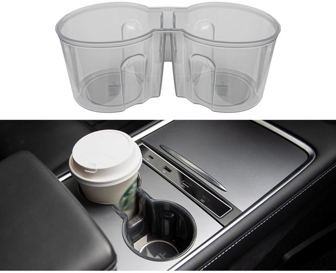 SOULWIT 센터 콘솔 컵 홀더 인서트 호환 테슬라 모델 3/모델 3(2017-2023) 및 모델 Y(2019-2025)용 방수 보호 TPU 케이스 매트 커버, Black, 1개