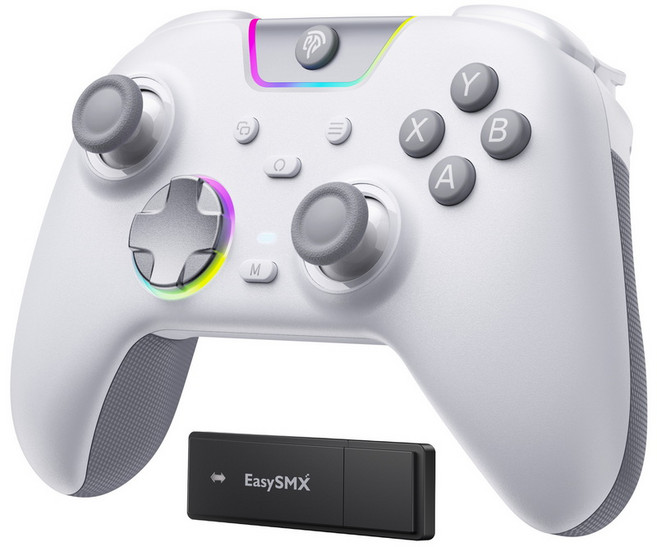 EasySMX X05 Pro 게임패드 컨트롤러 무선 조이스틱 PC게임패드 안드로이드 iOS 닌텐도 스위치 호환, 1개, 화이트(충전 도크 미포함)