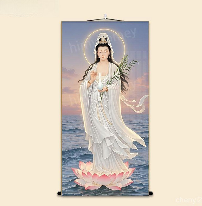 관세음보살 액자 그림 연꽃 불교용품 장식 벽걸이 부처님 인테리어 관음보살 비단