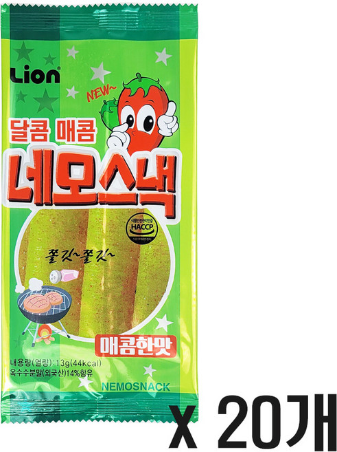 네모스낵 매콤한맛(20개) 추억의 불량식품 옛날과자 군것질 (스낵 쫀드기 사탕), 13g, 20개