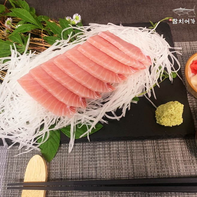 [참치어가]손질없이 먹는 슬라이스 참치 회 눈다랑어 뱃살 120g, 1개