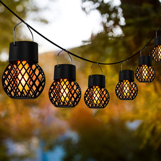 KELAKE 태양광 야외 정원등 태양열 걸이형 정원등 LED 솔라가든램프 방수 야외등, 황색광, 4개