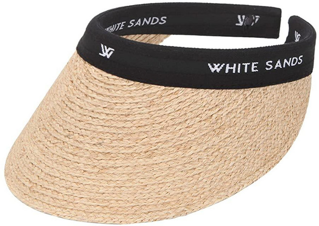 WHITE SANDS MOJA Raffia 빨대 선바이저 특허받은 탈착식 헤드밴드 | 새로운 라자르 천연