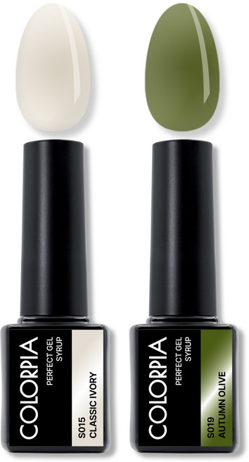 칼라피아 원스텝 퍼펙트젤 시럽 젤네일 세트, 1세트, 02. 클래식아이보리+어텀올리브