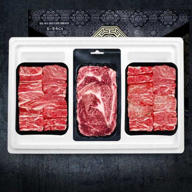 횡성한우 1등급 찜갈비 한우선물세트 실속 갈비2 등심 /총1.8kg, 1