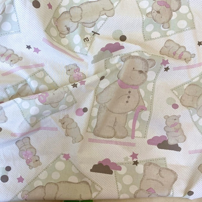 CRT 080 탐나요 순면 20수 곰돌이 무늬 원단 테디베어 패턴 패브릭 아이방 꾸미기 대폭 침구 천, 1개, 핑크