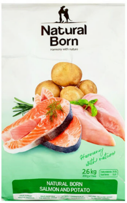 네츄럴본 연어와 감자 강아지부터 노령견까지 다 잘 먹는 건강한 사료, 연어/감자, 2.6kg, 1개