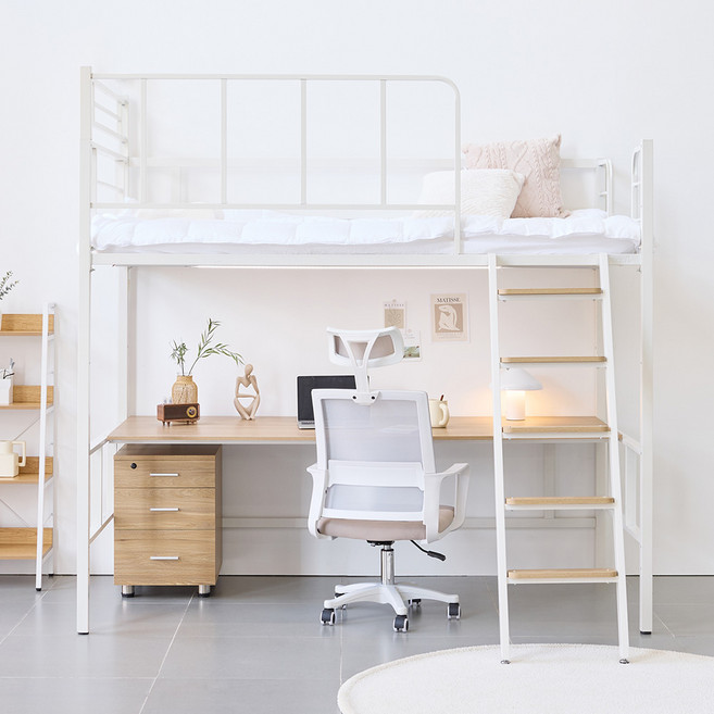 퍼니엘 책상침대 학생벙커침대 좁은방 원룸 북카페책상, 블랙