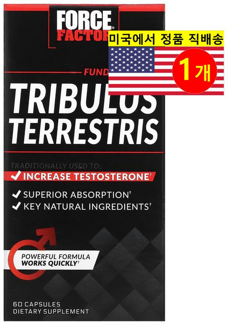 Force Factor 포스 팩터 남성용 트리뷸러스 테스토스테론 부스터 500mg Tribulus Testosterone Booster, 1개, 60정