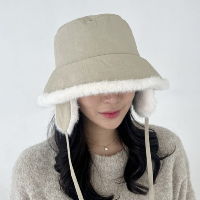 디베일 패딩 귀달이 버킷햇 퍼 귀마개 방한 벙거지 귀도리 겨울 스키 모자