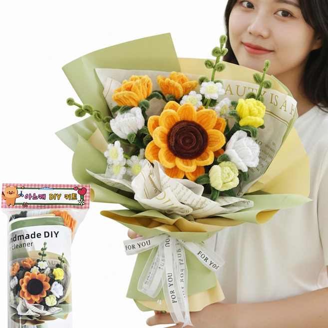 아느캐 모루 꽃다발 만들기 키트 입학식 졸업식 DIY 재료, 해바라기믹스, 1개