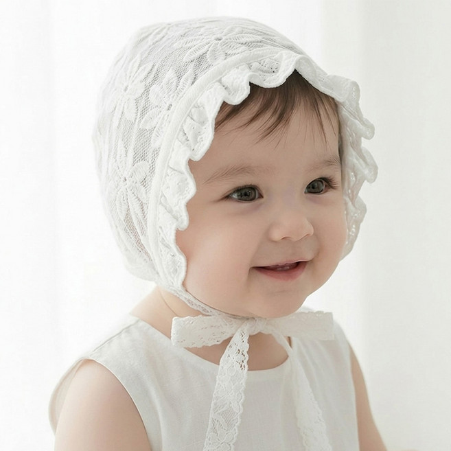 여아 레이스 보넷 모자 셀프 촬영