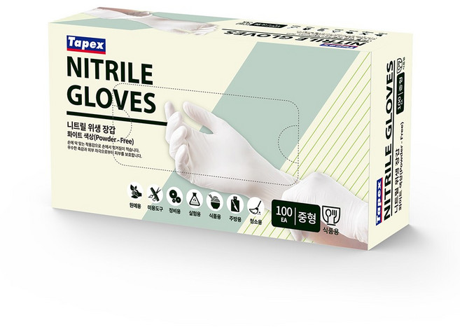 유니랩 니트릴 장갑 M, 화이트, 1개