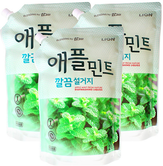 참그린 애플민트 깔끔설거지 1.2L, 3개