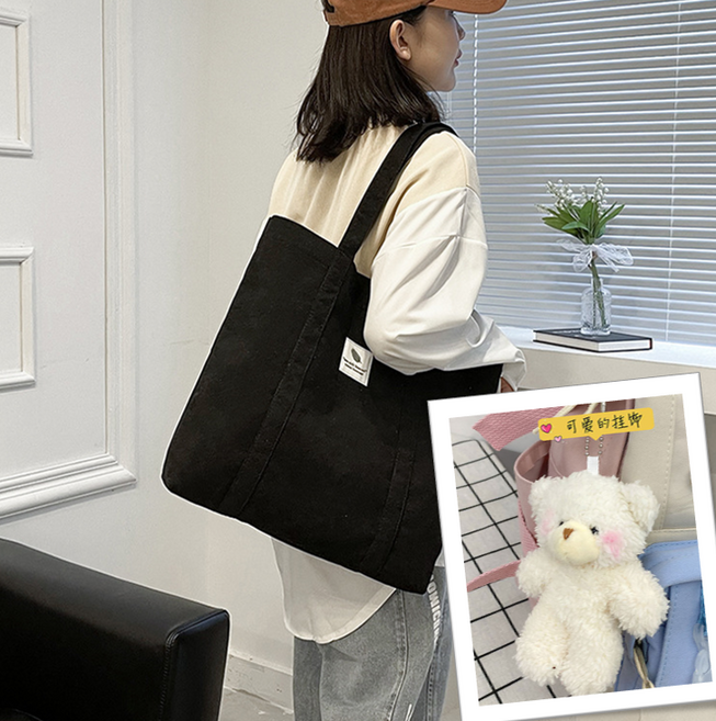 사랑받는U 여자 언제어디서나 베이직 골지 코듀로이 캔버스 에코백