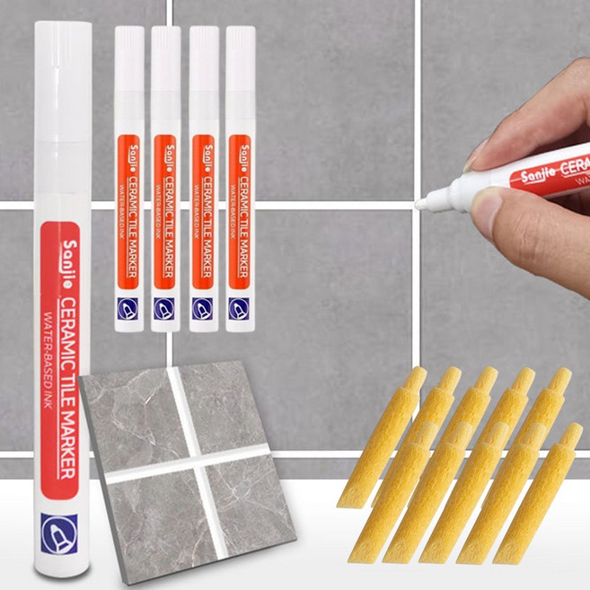 딜라이프 욕실 타일 줄눈 마카펜 셀프 시공 보수제 펜촉10개, 화이트, 5개