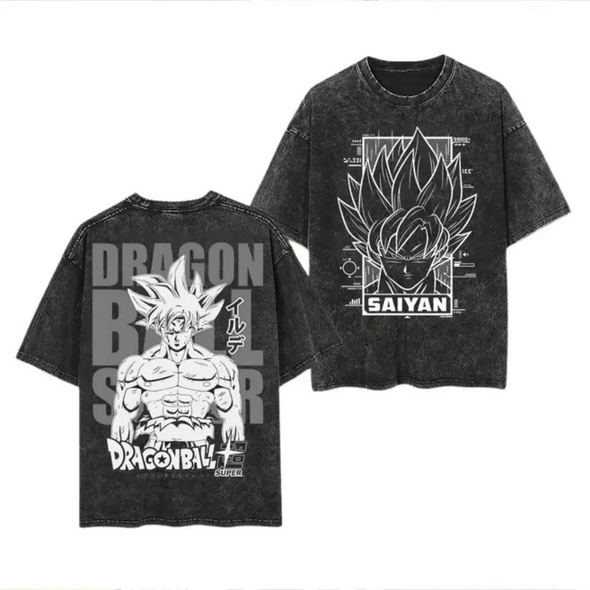 드래곤볼 오버핏반팔티 손오공 빈티지 여름 워싱 캐주얼