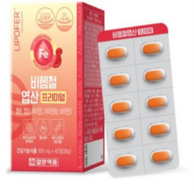 비헴철엽산 프리미엄, 6개, 60정