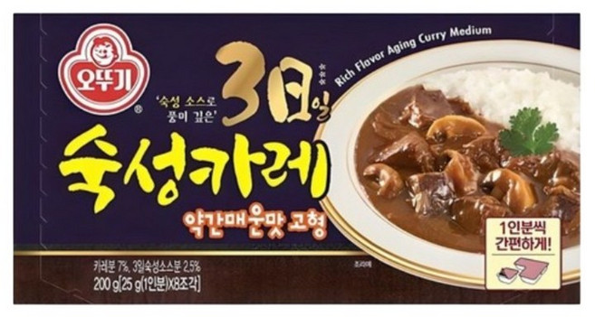 오뚜기 3일 숙성카레 고체카레 고형카레 약간매운맛 200g 2개