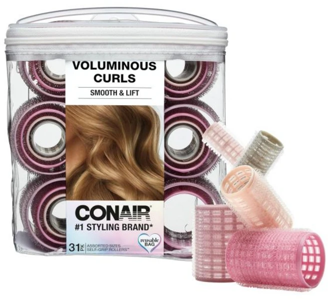 코나이어 열없는 컬러 31개 세트 - 밤새 열없이 컬 만들기 다양한 크기 셀프 그립 헤어 롤러 스타일링 도구 블랙 그레이 보관 케이스 포함, 핑크/회색 & 보라색, 1개 (31개 묶음) - 쿠팡