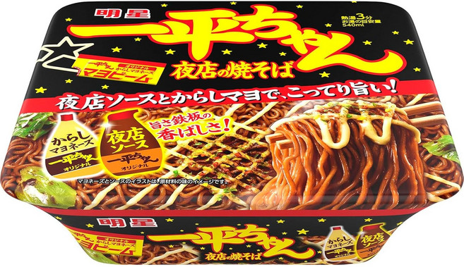 잇페이짱 야시장의 야끼소바 겨자마요 소스 컵라면 135g, 24개